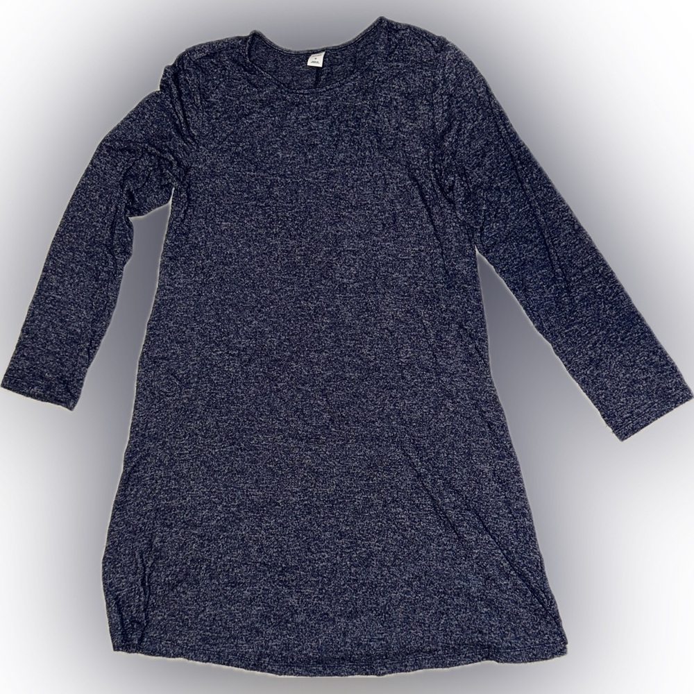 Old Navy Heathered Navy Long Sleeve Dress - Size M